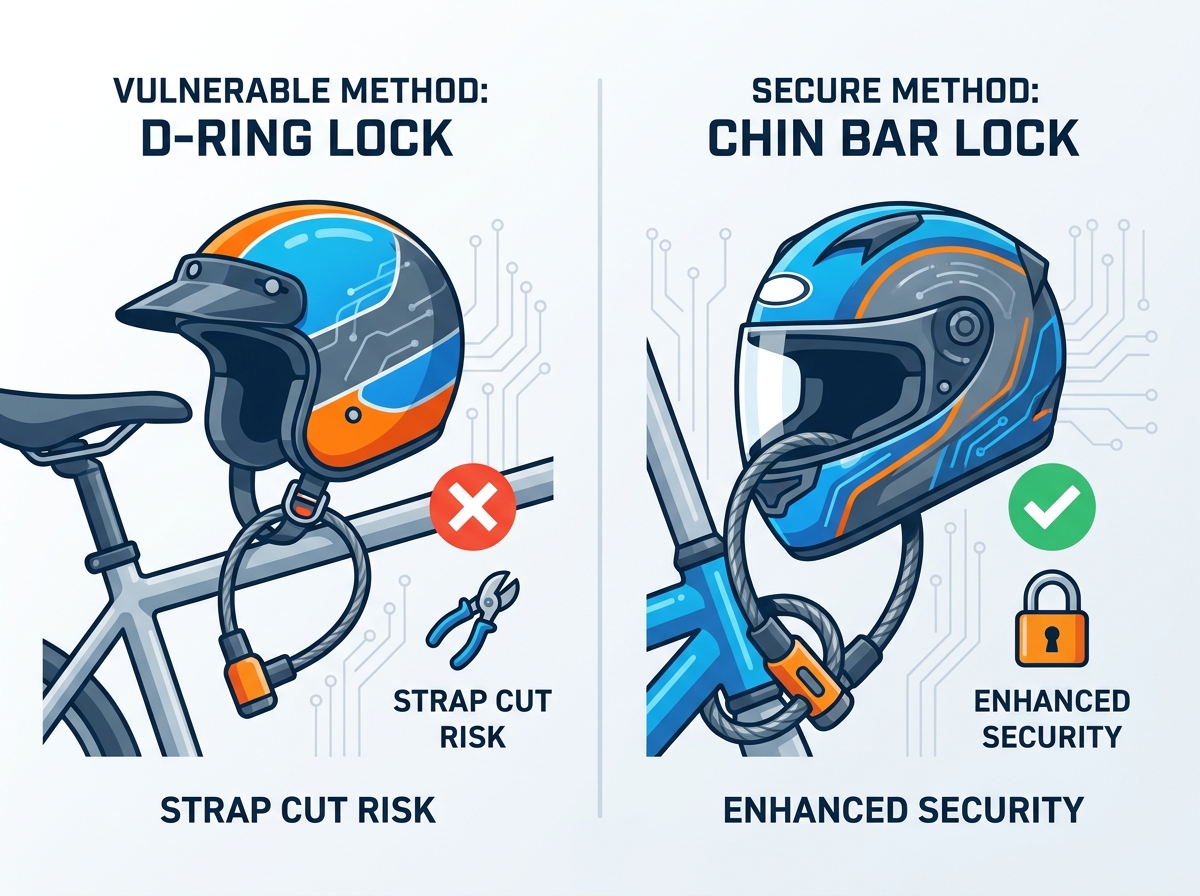 Motorcycle helmet locking solutions